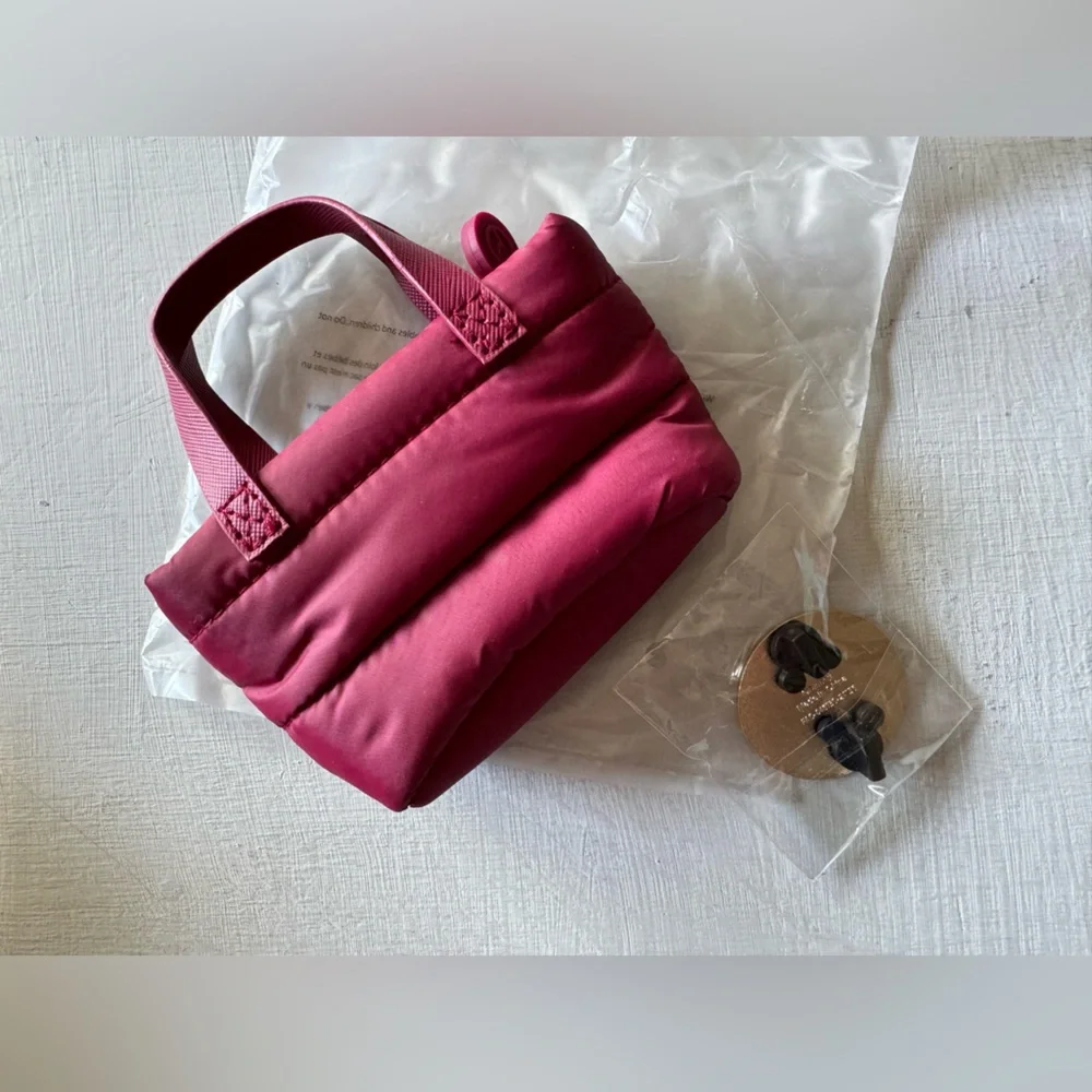 NWT Rare Beauty Mini Puffy Tote Keychain - Merlot and OMITB Disney Pin